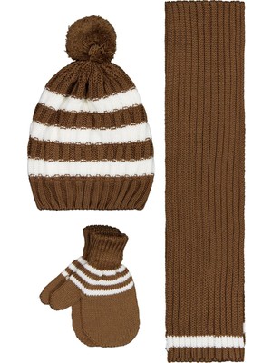 Civil Baby 6-18 Ay Atkı Bere Eldiven Set - Kahverengi