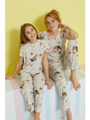Siyah İnci Çok Renkli Örme Pijama Takım