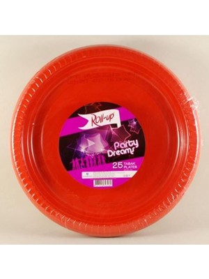 Brf Store Yavuzsell & Rainbow Plastik Kırmızı Renkli Parti Tabak 25 Li Yuvarlak 22 cm
