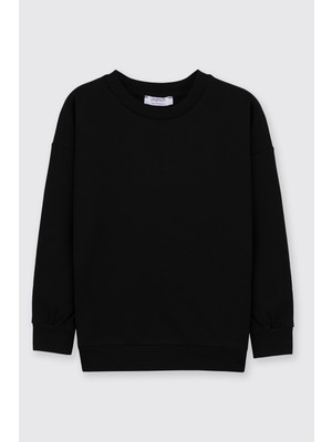 Panço Erkek Çocuk Bisiklet Yaka Siyah Sweatshirt