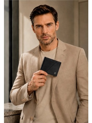Pierre Cardin Çapraz Desenli Kartlıklı Erkek Siyah Deri Cüzdan - %100 Hakiki Deri Erkek Cüzdan Kartlık Açılan - PC-2044I