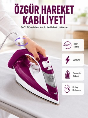 İlkyaz Fashion 2200W Seramik Kaplama Estetik Tasarımı 360 Derece Dönebilir Kablosu Yeni Nesil