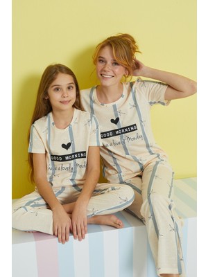 Siyah İnci Çok Renkli Örme Pijama Takım