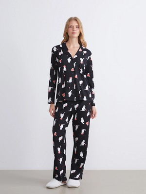 Lc Waikiki Yeni Sezon Gömlek Yaka Baskılı Kadın Pijama Takımı