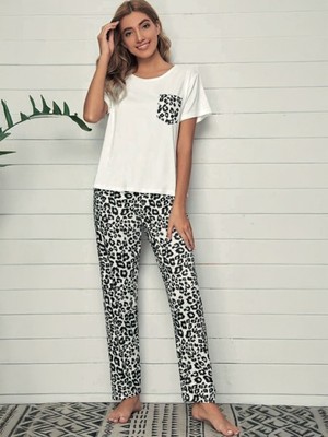 Dofi Kadın Alt Lepoar Desenli S-Xl Pijama Takımı - Siyah