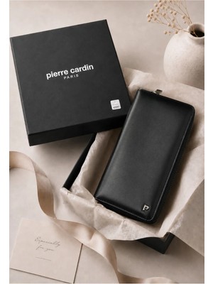 Pierre Cardin Analin Siyah Erkek %100 Hakiki Deri Dikey Cüzdan Kartlık - Deri Aksesuar - Deri Hediyelik - PC-11056