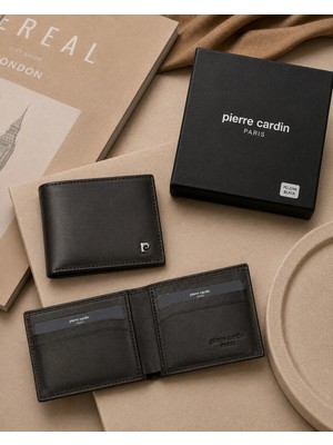 Pierre Cardin Ek Bölmeli %100 Deri Erkek Kahverengi Cüzdan Kartlık Kimlik Ehliyet - Erkek Deri Askesuar - PC-3234