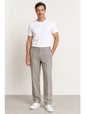 Bihan Store Erkek Modern Klasik Kesim Keten Pantolon 1210-TAŞ