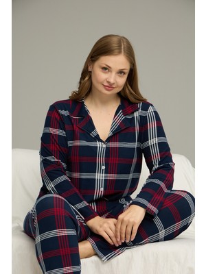 Siyah İnci Beden Battal Boy Gömlek Yaka Düğmeli Milan Örme Pijama TAKIM25224333