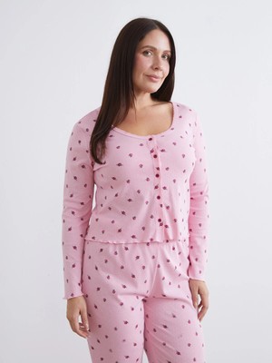 Lc Waikiki Yeni Sezon Büyük Beden U Yaka Çiçekli Kadın Pijama Üstü
