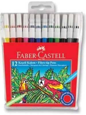 Brf Store Yavuzsell Faber-Castell Keçeli Kalem 12 Renk, Parlak Renkler, Su Bazlı Yıkanabilir Mürekkep, Çocukla