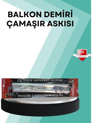 Mossem Kare Küpeşte Uyumlu Balkon Çamaşır Askısı 25X60 cm Beyaz Pratik