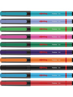 Brf Store Yavuzsell Rotring Fineliner, Ince Keçe Uçlu Kalem 0.4 Mm, 10'lu Paket, Karışık Renkler