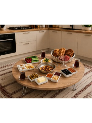 Valu Home 90 cm Yuvarlak Yer Sofrası Katlanabilir Yer Masası Orta Sehpa Kahvaltı Masası Çay Sofrası