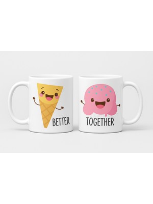 Bezos Better Together Ikili Kupa Model 203 Sevgili Kupası Çiftler Için Özel Tasarım 2’li Seramik Kupa Set