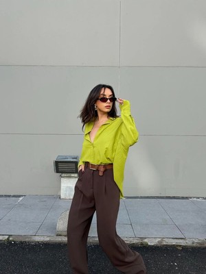 Minaaise Esta Oversize Gömlek Fıstık Yeşili