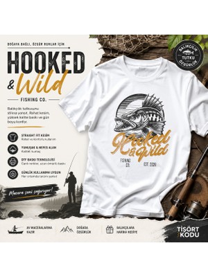 Tişört Kodu Hooked & Wild Erkek Straight Fit Tişört