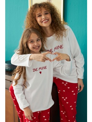 Siyah İnci Alt-Üst Polar Nakışlı Pijama Takım