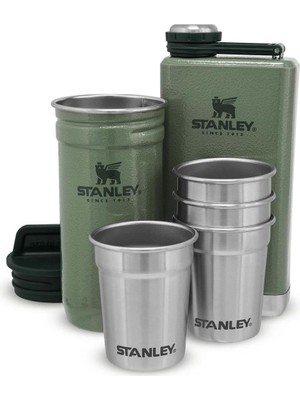 Brf Store Yavuzsell Stanley Klasik Çelik Shot Bardak ve Matara Seti, Yeşil (Hammertone Green), 0.23 Litre