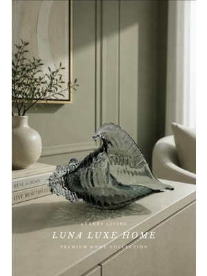 Luna Luxe Home Maris Noire Collection | Noctis • Dekoratif Premium Cam Deniz Kabuğu Obje