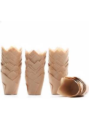 Brf Store Yavuzsell Orret Home 20 Adet Kraft Kağıt Muffin Kalıbı – Lale Formlu Cupcake Fırın Kağıdı, Tek Kulla