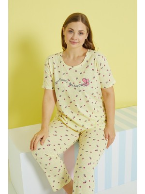Siyah İnci Çok Renkli Curve Büyük Beden Battal Boy Örme Pijama Takımı