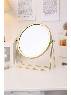 Brf Store Yavuzsell Masaüstü Gold 15 cm Tek Taraflı Yuvarlak Dönen Metal Masa Aynası CIN714GLD