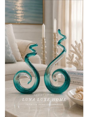 Luna Luxe Home Maris Riviera Collection | Marea Tide • Dekoratif Ikili Premium Cam Obje Seti