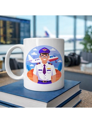 Bezos Pilot Tasarımlı Porselen Kupa Model 162 – Havacılık Temalı Kahve Kupası – Pilot Hediyesi – Uçak Des