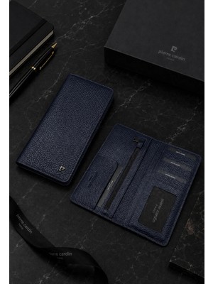 Pierre Cardin Lacivert Erkek %100 Hakiki Deri Dikey Cüzdan - Deri Cüzdan - Erkek Deri Aksesuar - PC-11055K