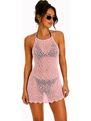 Neden Tekstil Ajurlu Sırt Dekolteli Transparan Beachwear - Mini Plaj Elbisesi