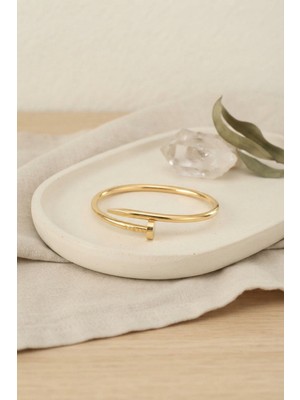 316L Çelik Gold Renk Çivi Model Bileklik Midastech