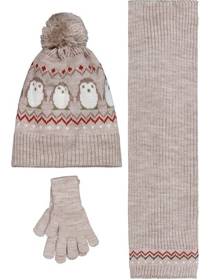 Civil Baby 6-18 Ay Atkı Bere Eldiven Set - Bej