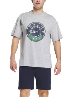 Reebok Kısa Kol T-Shirt Erkek Grı Melanj Lawn Club T-Shırt