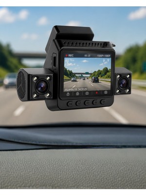 Araç Ön Arka Iç Kamera Sistemi Full Hd Hareket Sensörlü Kayıt Cihazı
