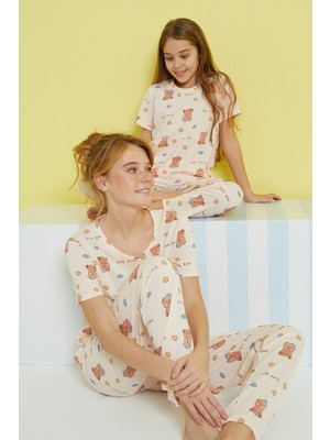 Siyah İnci Çok Renkli Örme Pijama Takım