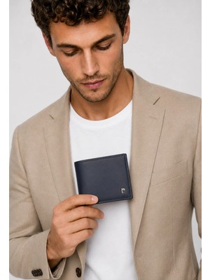 Pierre Cardin Lacivert Klasik Timeless Erkek %100 Hakiki Deri Cüzdan - Retro Erkek Deri Cüzdan Aksesuar - PC-2368