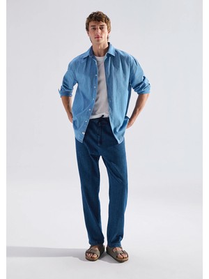 Mavi Andros Mavi Edition Indigo Mavisi Keten Karışımlı Jean Pantolon 0021045-A3880