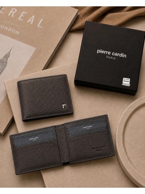 Pierre Cardin Ek Bölmeli %100 Deri Erkek Kahverengi Cüzdan Kartlık Kimlik Ehliyet - Erkek Deri Askesuar - PC-3234