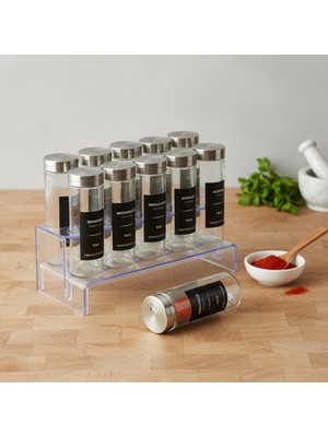 Brf Store Yavuzsell Deconox 12’li Metal Kapaklı Cam Baharatlık Seti, 80ML, 110ML ve 170ML Boyut Seçenekli, Eti