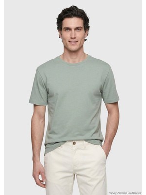 Ramsey Haki Düz Pamuk Karışımlı T-Shirt
