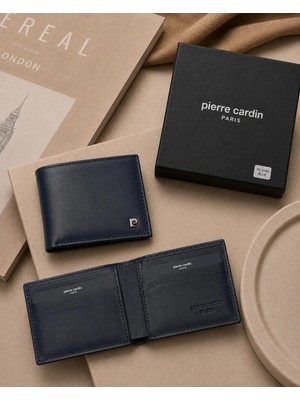 Pierre Cardin Ek Bölmeli %100 Deri Erkek Lacivert Cüzdan Kartlık Kimlik Ehliyet - Erkek Deri Askesuar - PC-3234
