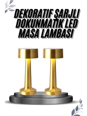 Epilons Kablosuz Renkli Masa ve Gece Lambası Altın Rengi Dokunmatik LED Lamba
