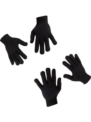 Brf Store Yavuzsell Aee® 2 Çift Kışlık Eldiven – Unisex Örme Siyah Eldiven | Erkek Kadın Eldiven | Sıcak Tutan
