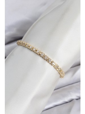 Clariss cm Model Zirkon Taşlı Vıp Seri Gold Renk Pirinç Kadın Bileklik