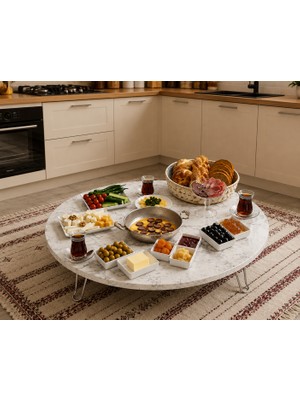 Valu Home 90 cm Yuvarlak Yer Sofrası Katlanabilir Yer Masası Orta Sehpa Kahvaltı Masası Çay Sofrası