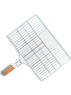 Tech Butiq Küçük Boy Mangal Izgarası - 35X20 cm - Ahşap Saplı
