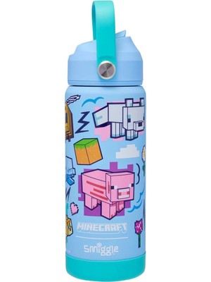 Smiggle Minecraft Desenli Paslanmaz Çelik Yalıtımlı Içecek Şişesi 550 ml