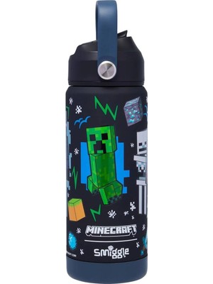 Smiggle Minecraft Desenli Paslanmaz Çelik Yalıtımlı Içecek Şişesi 550 ml