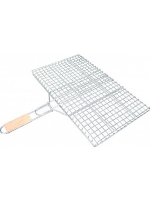 Masa Dostu Orta Boy Mangal Izgarası - 40X30 cm - Ahşap Saplı